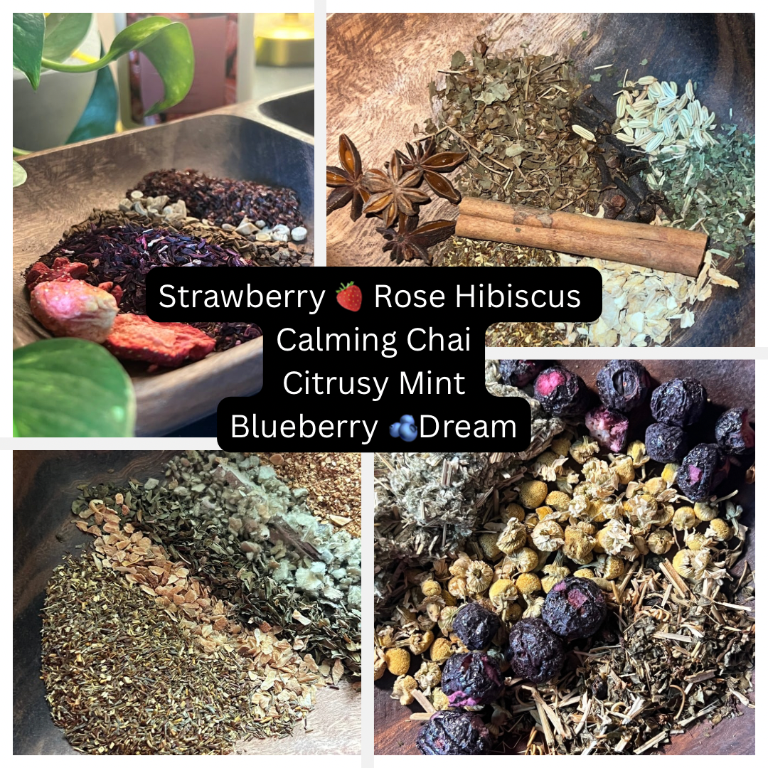 Tea Sampler Box – 4 Herbal Blends to Support Your Body + Spirit + INCLUDING 1 Heart Shaped Steeper