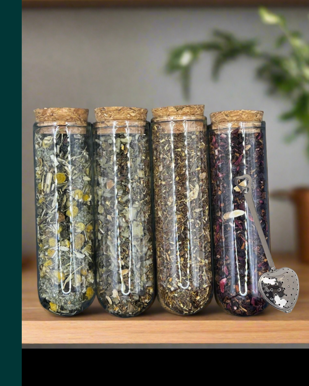 Tea Sampler Box – 4 Herbal Blends to Support Your Body + Spirit + Heart Shaped Steeper