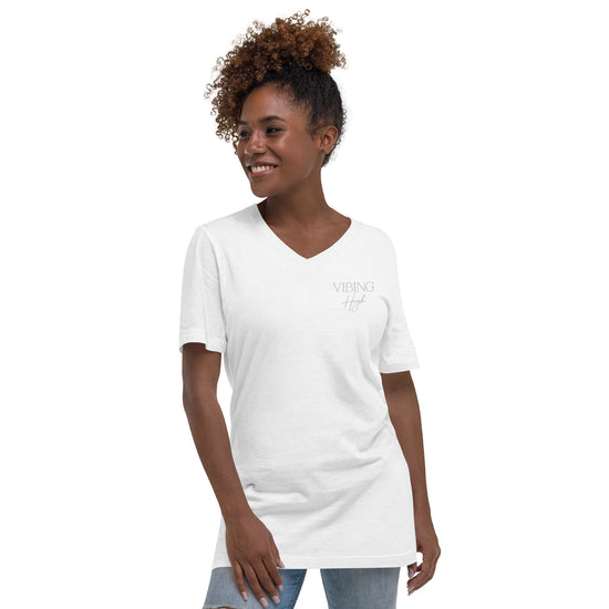 Affirmation -Unisex Short Sleeve V-Neck T-Shirt Vibing High